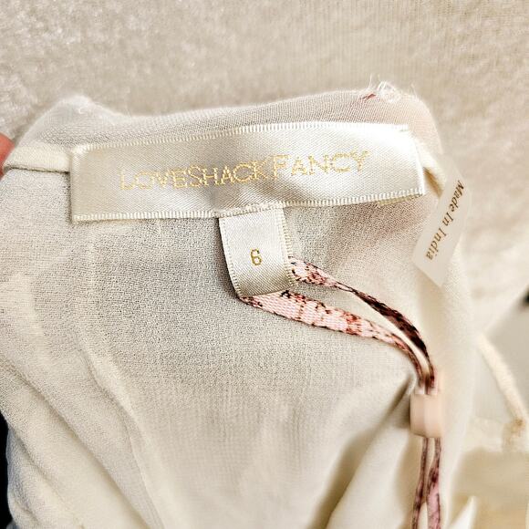NWT Loveshackfancy Deeba Embroidered Chiffon Cream Mini Dress $395 Sz 6 - Picture 13 of 13